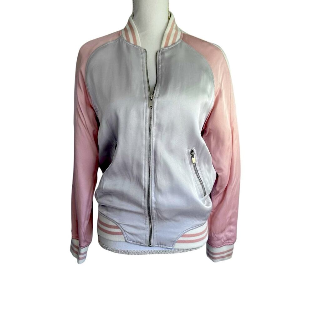 Forever 21 - Satin Gray & pink bomber jacket, Size M
